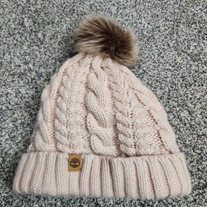 Timberland Cable Knit Beanie with Pom